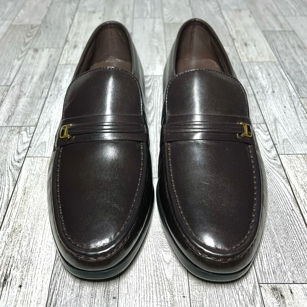 Florsheim Riva Moc Toe Gold Bit Brown Loafer Slip On Dress Shoes 10 3E Wide NWOT - Picture 3 of 8